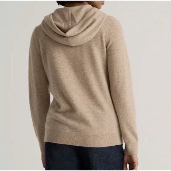 Quince Mongolian Cashmere Full-Zip Hoodie Sweater Small Women's Oatmeal - Picture 3 of 13